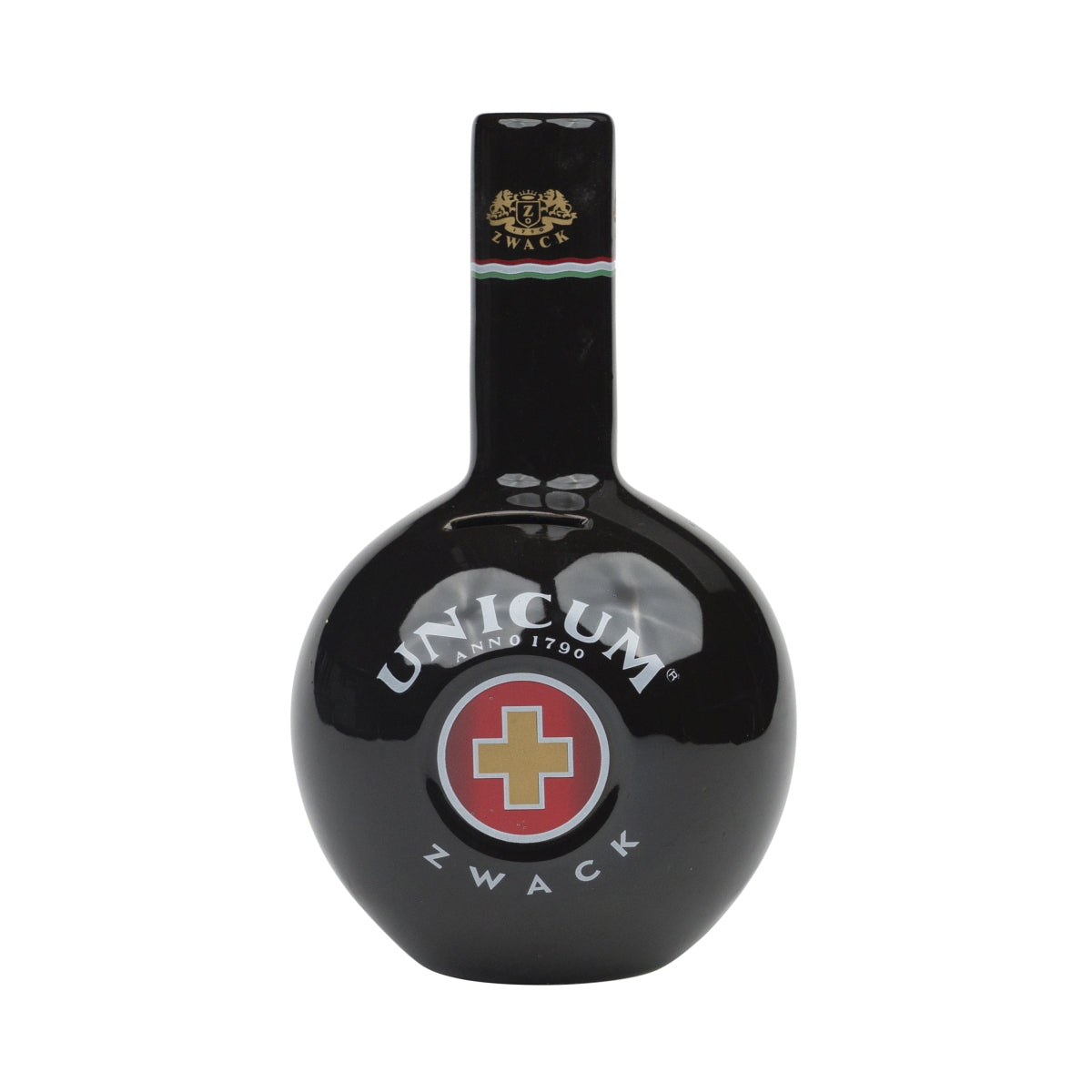Unicum Zwack Spardose Kräuterlikör schwarz Sparschwein Sammeln Keramik Büchse