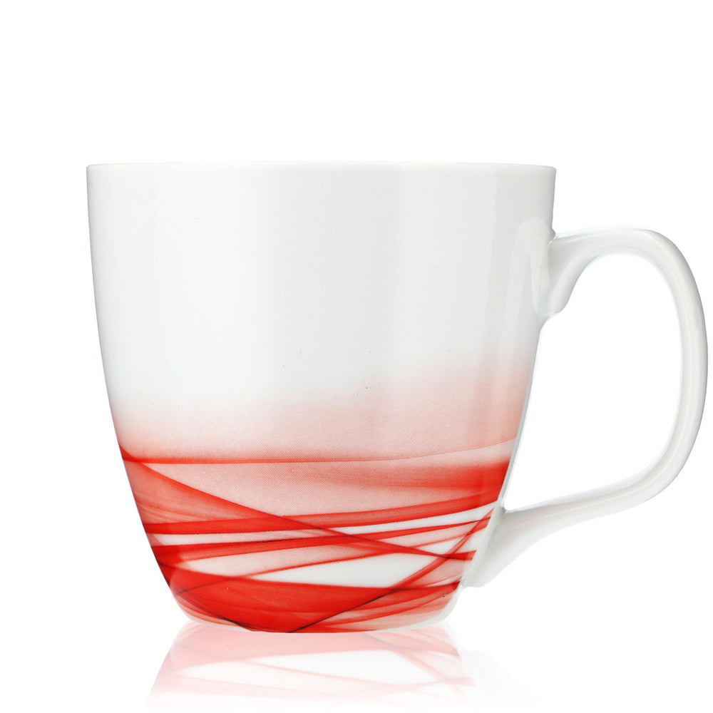 Unilever Becher Kaffeebecher Porzellan Glas 0,4l Tasse Weiß/Rot