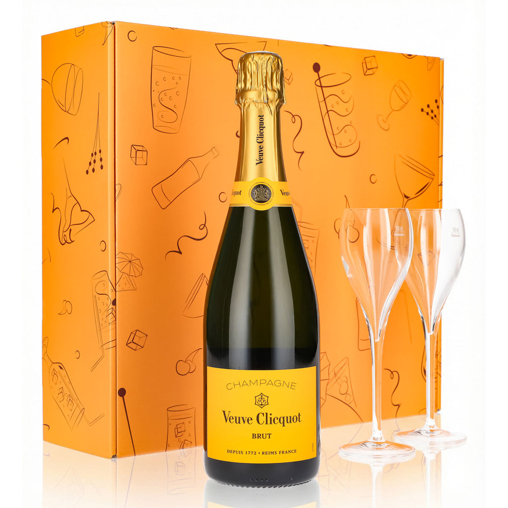 Veuve Clicquot Champagner Geschenkset 0,75l 12,5% + Flöte 0,1l klar I Orange