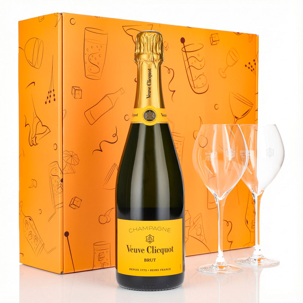 Veuve Clicquot Champagner Geschenkset 0,75l 12,5% + Flöte 0,1l bauchig I Orange