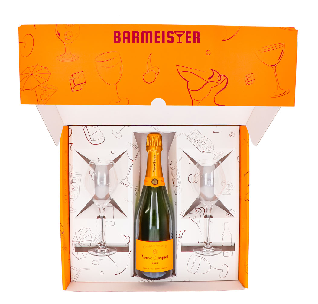 Veuve Clicquot Champagner Geschenkset 0,75l 12,5% + Flöte 0,1l bauchig I Orange – Ansicht 3