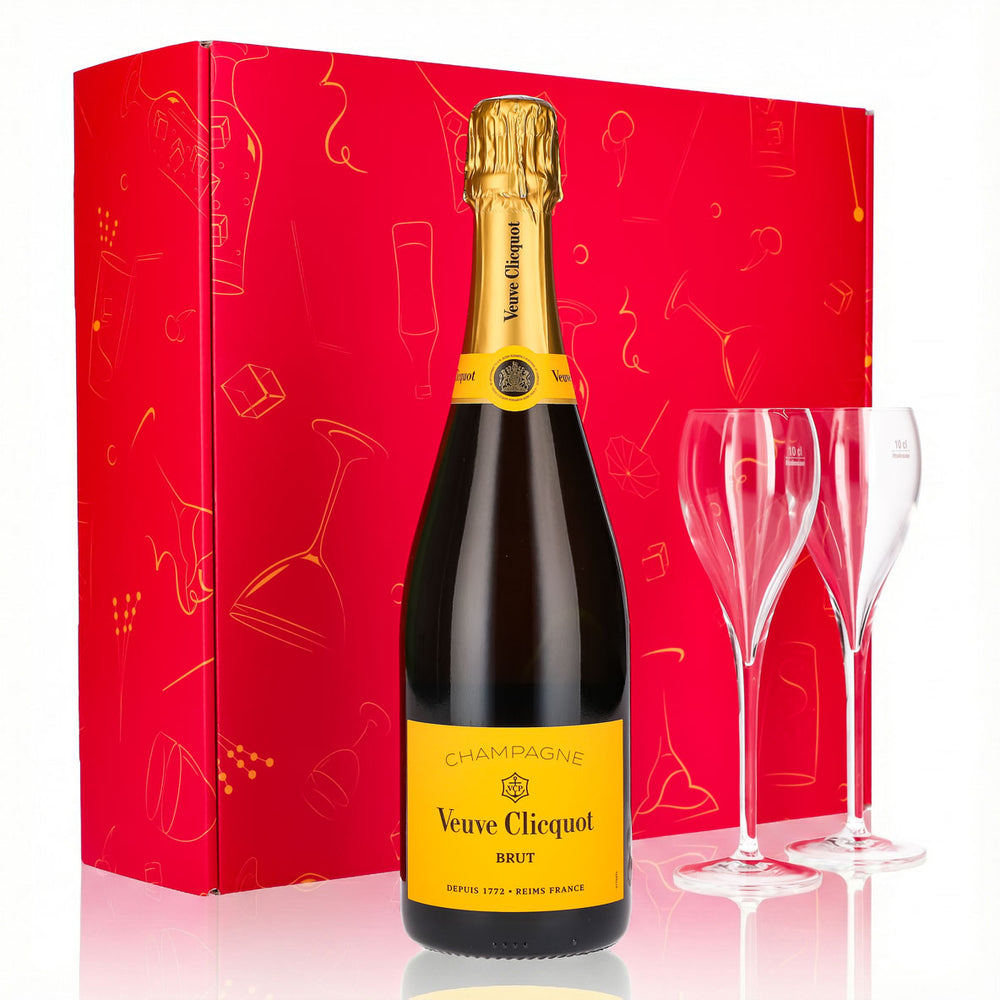 Veuve Clicquot Champagner Geschenkset 0,75l 12,5% + Flöte 0,1l klar I Pink