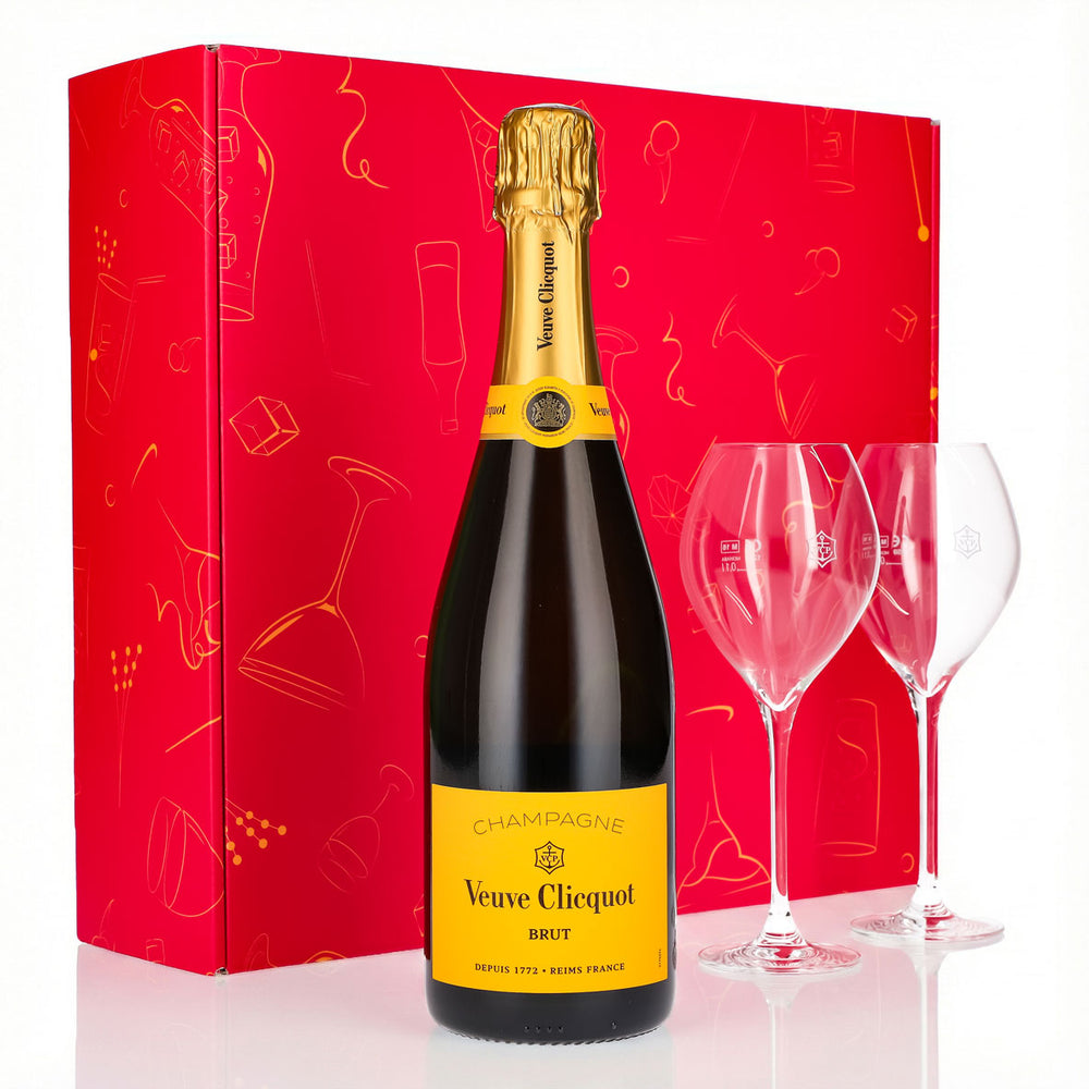 Veuve Clicquot Champagner Geschenkset 0,75l 12,5% + Flöte 0,1l bauchig I Pink