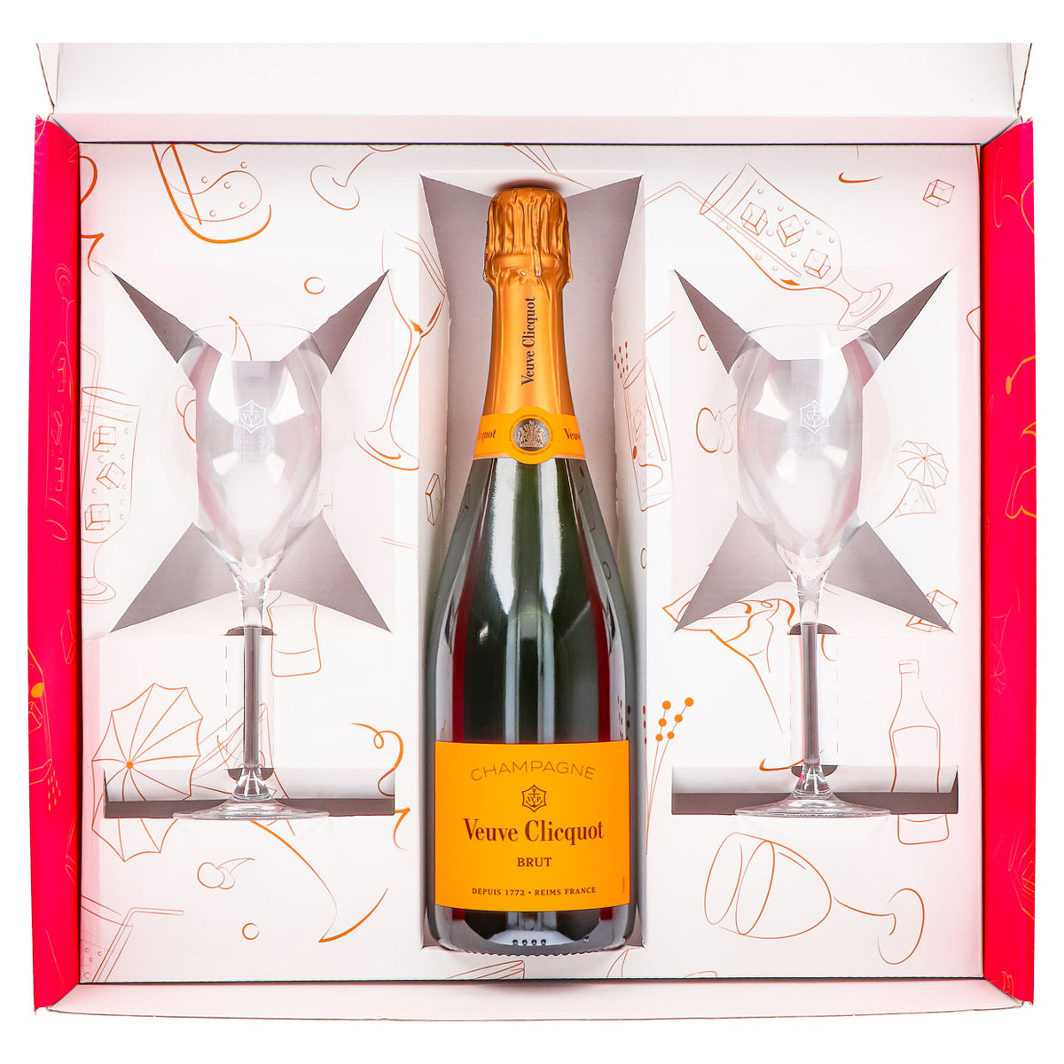 Veuve Clicquot Champagner Geschenkset 0,75l 12,5% + Flöte 0,1l bauchig I Pink – Ansicht 4
