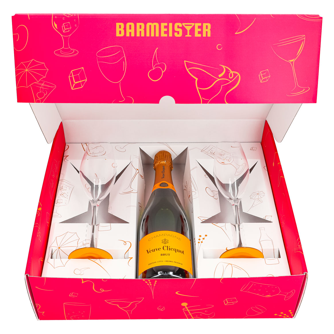 Veuve Clicquot Champagner Geschenkset 0,75l 12,5% + Flöte 0,1l gelber Fuß I Pink – Ansicht 2