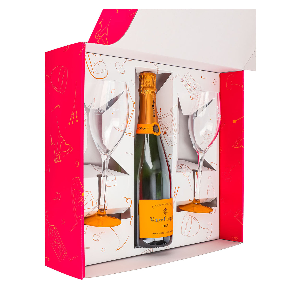 Veuve Clicquot Champagner Geschenkset 0,75l 12,5% + Flöte 0,1l gelber Fuß I Pink – Ansicht 5