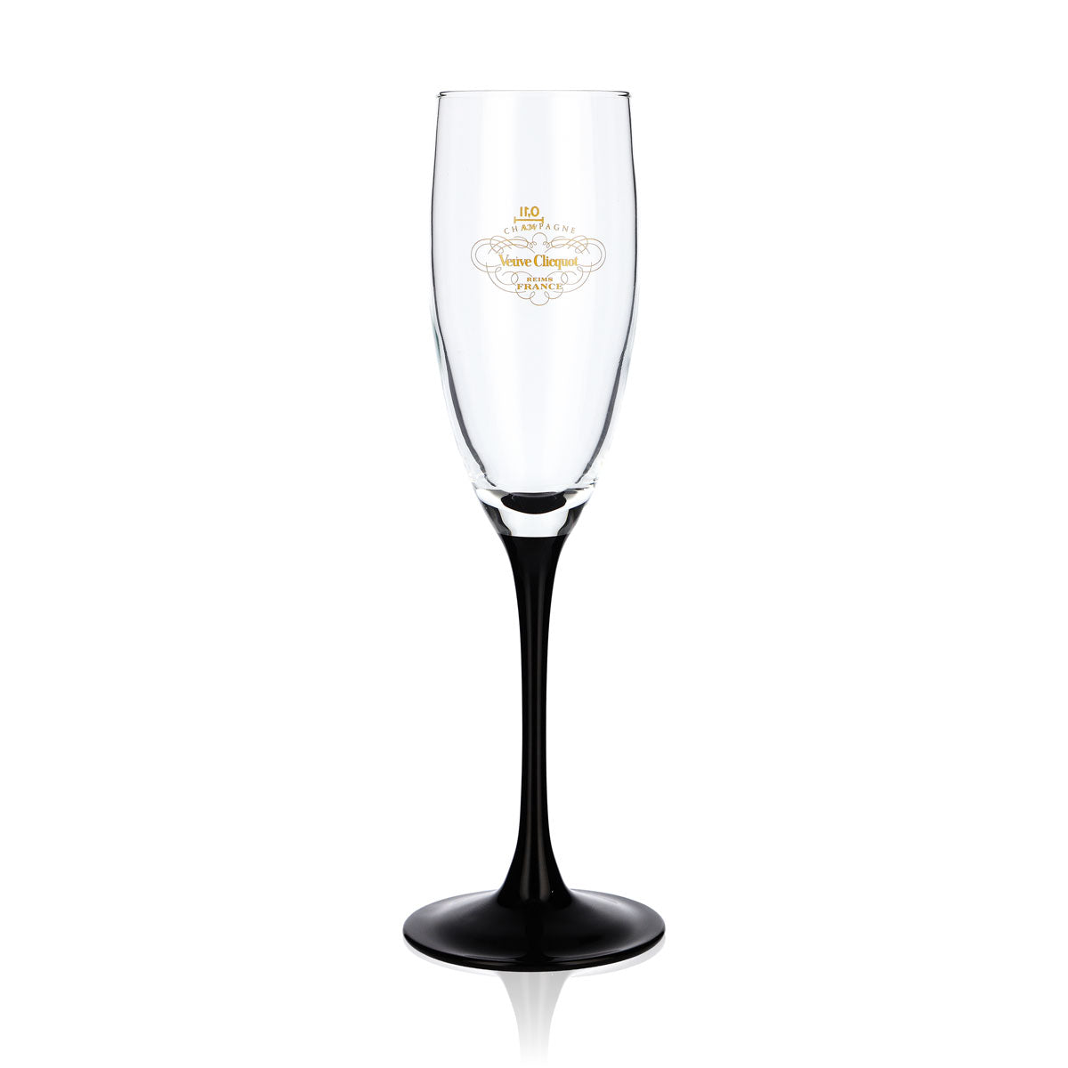 Veuve Clicquot Champagner Glas Sonderedition 0,1l Flöte Schwarzer Fuß