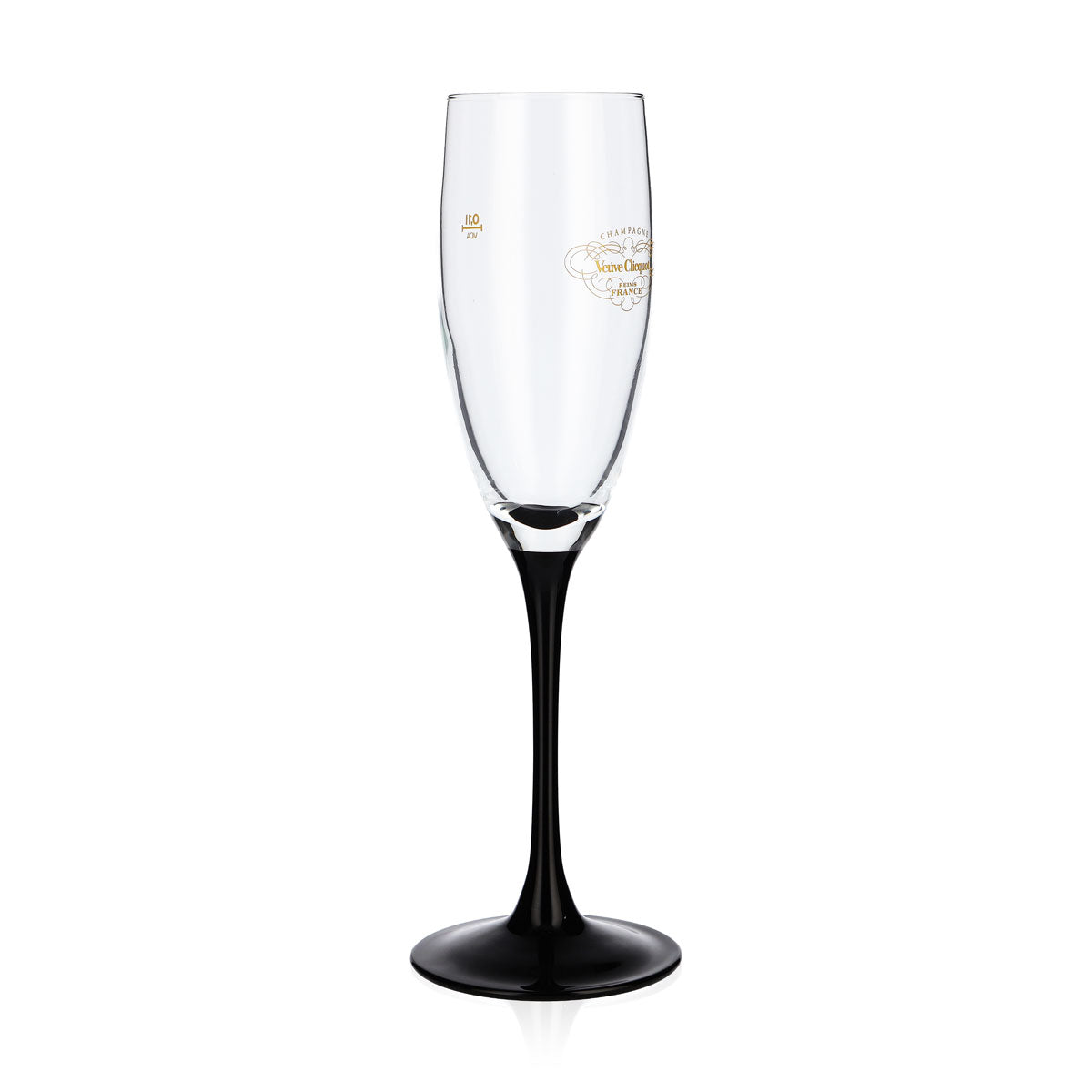 Veuve Clicquot Champagner Glas Sonderedition 0,1l Flöte Schwarzer Fuß – Ansicht 2