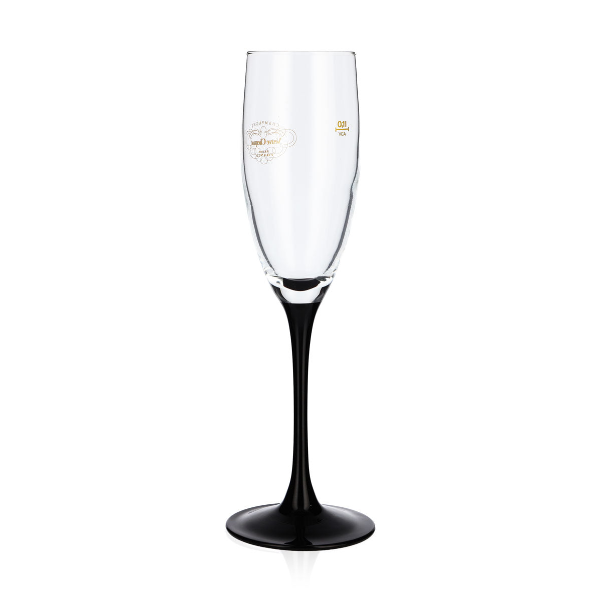 Veuve Clicquot Champagner Glas Sonderedition 0,1l Flöte Schwarzer Fuß – Ansicht 3