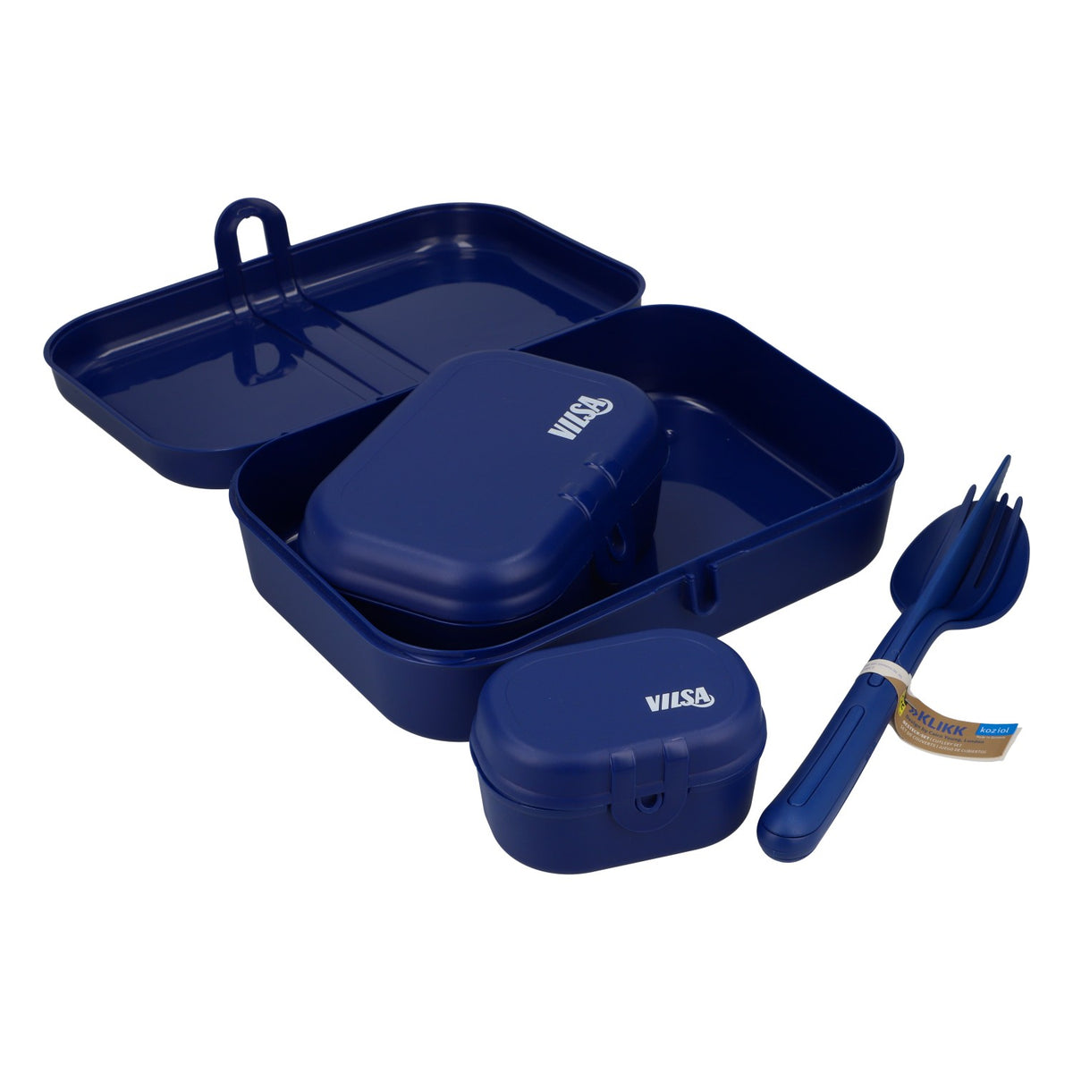 Vilsa Wasser Brotdose 3Dosen + Besteck neu Kunststoff blau – Ansicht 5