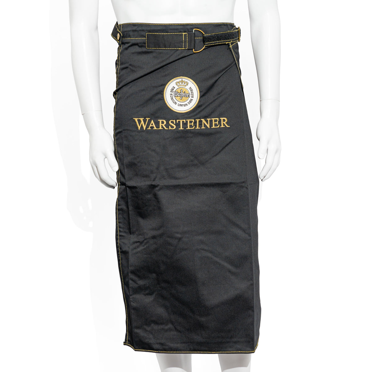 Warsteiner Bier Kellnerschürze mit Gürtelsystem Knopfverschluss Gürtelschlaufen lange Ausführung schwarz