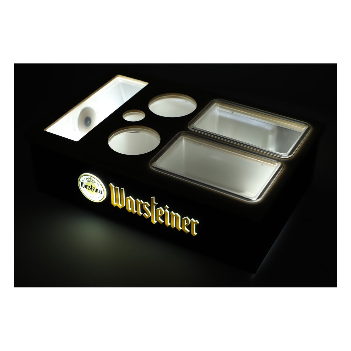 Warsteiner Bier LED Leuchtreklame Bluetooth Lautsprecher Snackbox Servierbox