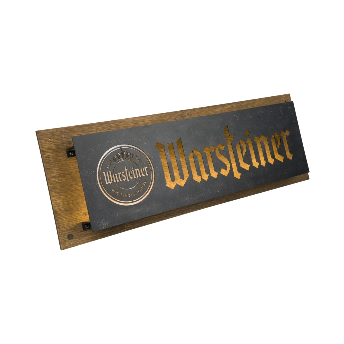 Warsteiner Bier Leuchtreklame 70x25cm LED Schild Licht Werbetafel Holz Wand