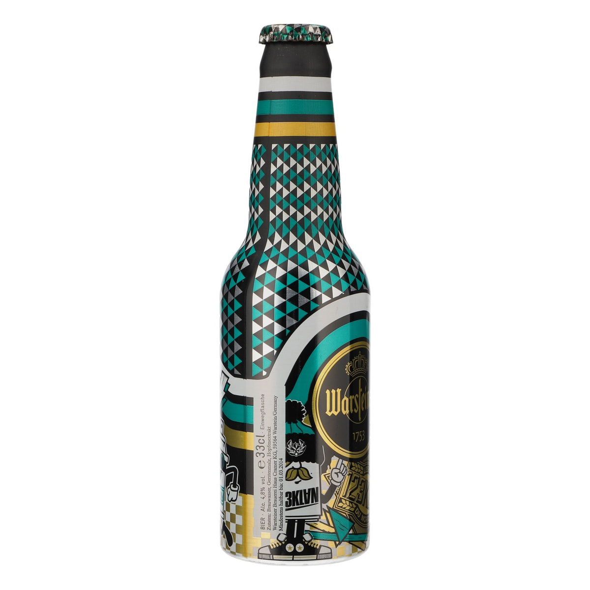 Warsteiner Bier Showflasche 0,33l Sammleredition Kariert grün/gold/schwarz – Ansicht 4