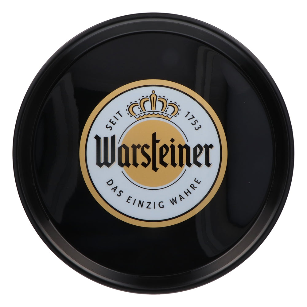 Warsteiner Bier Tablett Kellnertablett Schwarz "Das einzig Wahre" 37cm Durchmesser Flach