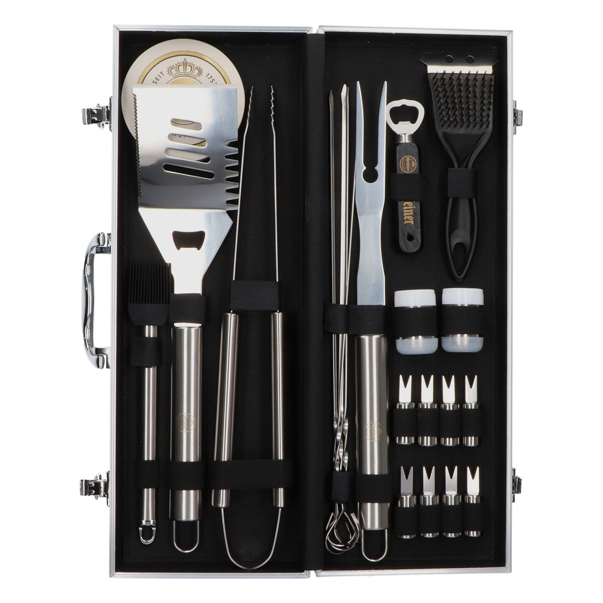 Warsteiner Grillbesteck Koffer 22tlg Edelstahl BBQ Set mit Bier Zubehör Party – Ansicht 2
