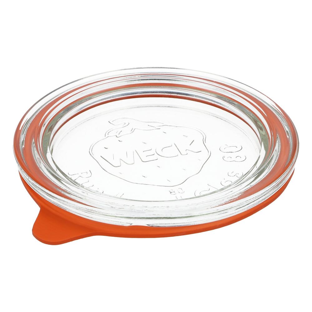 Weck Gläserdeckel mit Gummi 9cm Durchmesser Rundrand 80