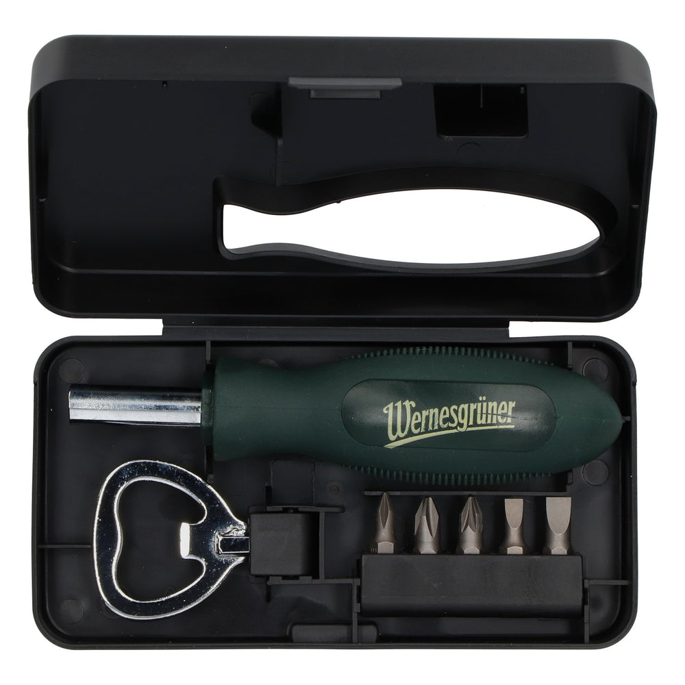 Wernesgrüner Bier Schraubendreher-Box Flaschenöffner Bit-Set Geschenk