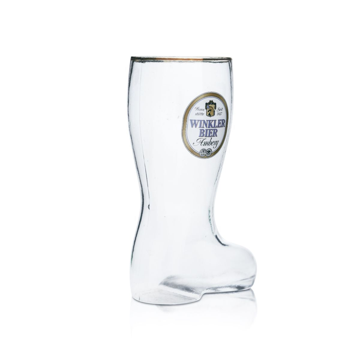 Winkler Amberg Bierglas 0,35l Stiefel Goldrand Gläser Brauerei Sammler Liebhaber – Ansicht 2