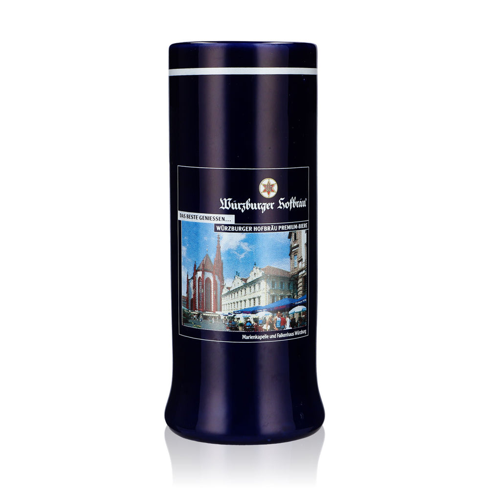Würzburger Hofbräu Bierglas Steinzeug Seidel 0,55l Krug Ton blau Sahm
