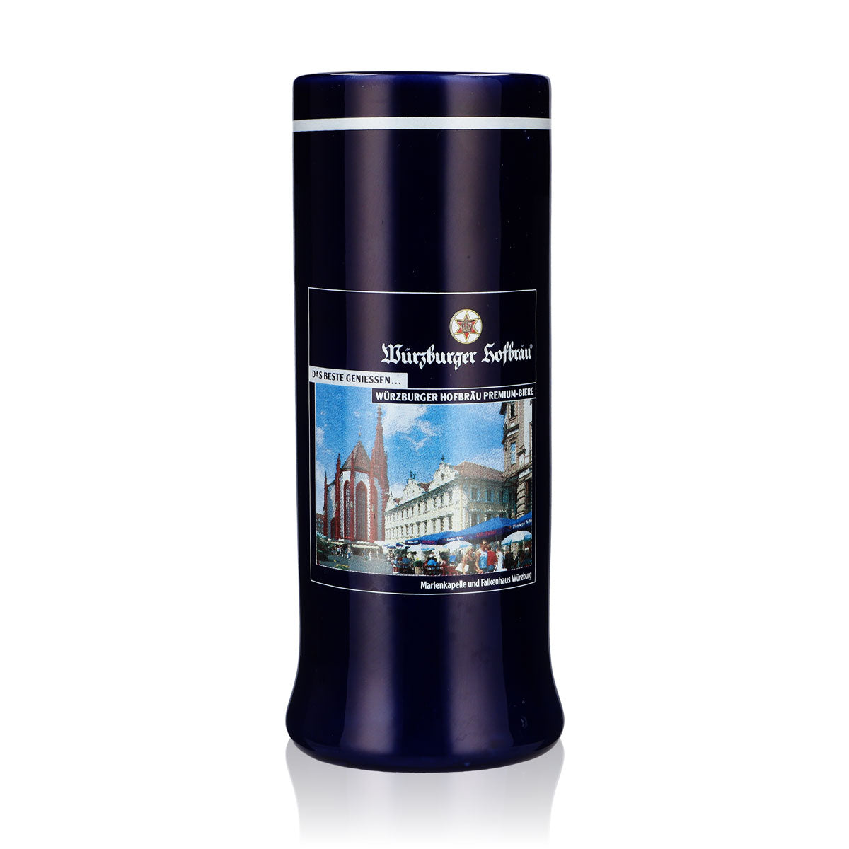 Würzburger Hofbräu Bierglas Steinzeug Seidel 0,55l Krug Ton blau Sahm
