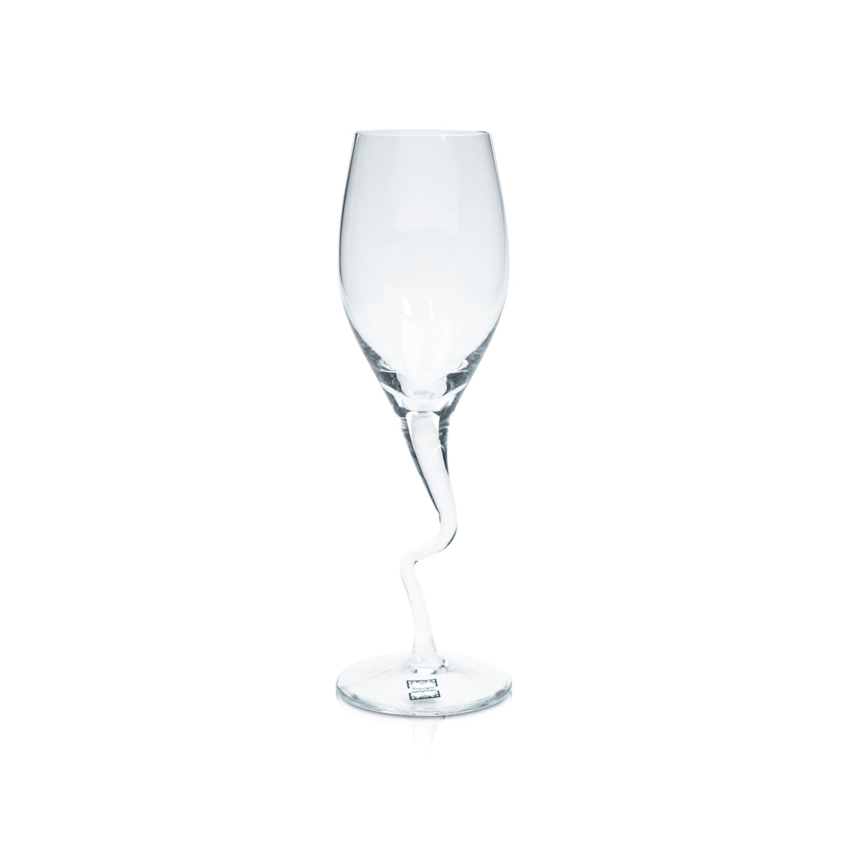 Yello Sekt Glas 0,22l Kelch Flöte Kristallglas Mundgeblasen Designstiel Secco