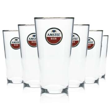 6x Amstel Glas 0,25l Bier Becher Goldrand Gläser...