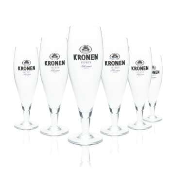 6x Kronen Glas 0,4l Bier Pokal Kelch Tulpe Cup...