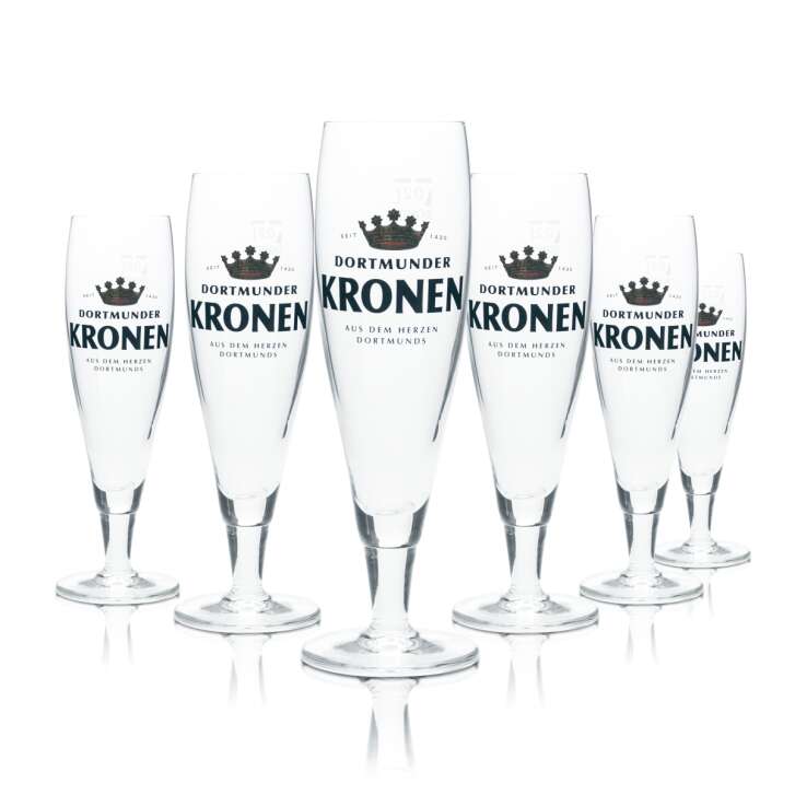 6x Kronen Glas 0,2l Bier Pokal Kelch Tulpe Cup Gläser Gastro Bar Kneipe Dortmund