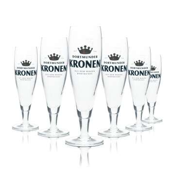 6x Kronen Glas 0,2l Bier Pokal Kelch Tulpe Cup...