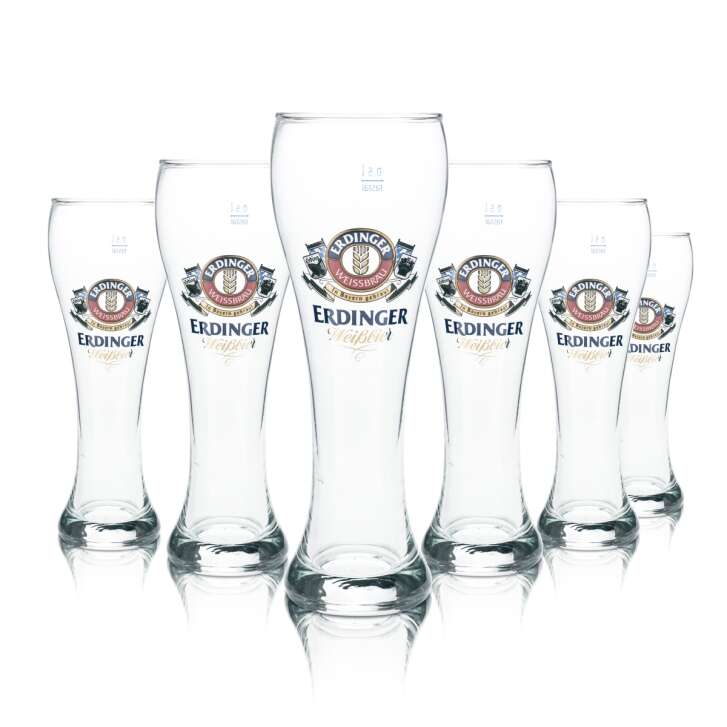 6x Erdinger Weißbierglas 0,5l Hefe Weizen Gläser Bayern Volksfest Design Gastro