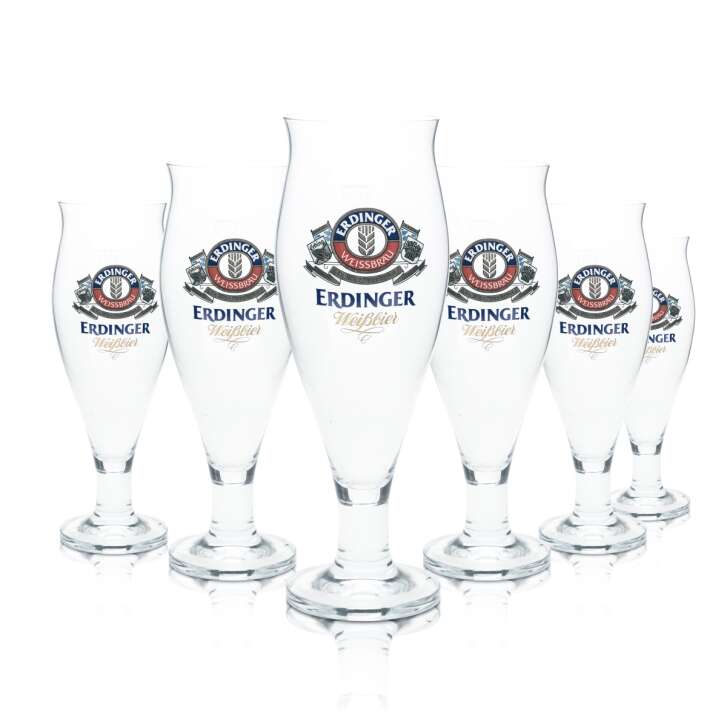 6x Erdinger Glas 0,5l Bier Tulpe Pokal Kelch Gläser Bayern Volksfest Gastro Bar