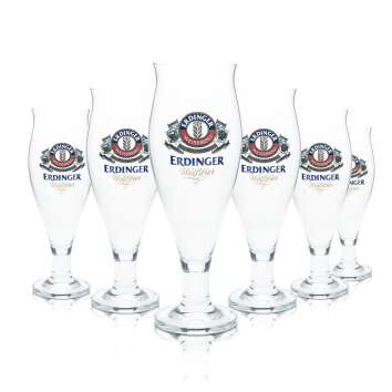 6x Erdinger Glas 0,5l Bier Tulpe Pokal Kelch Gläser...