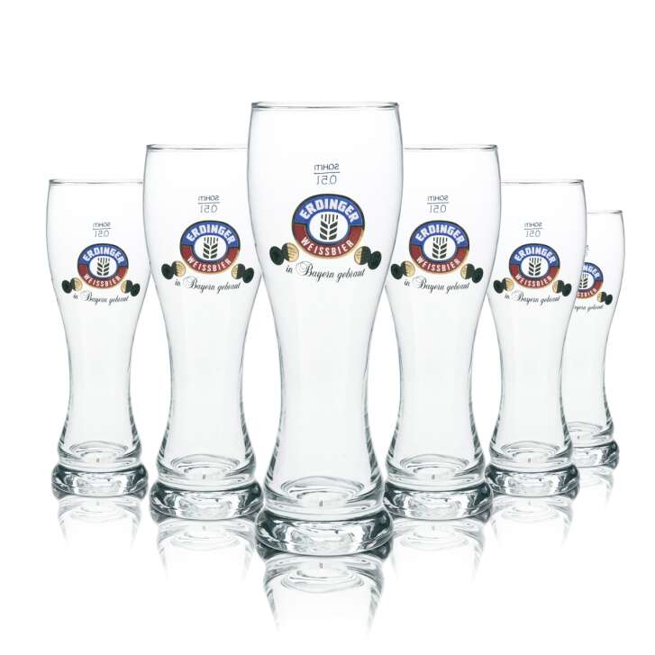 6x Erdinger Weißbierglas 0,5l Hefe Weizen Gläser Bayern Gastro Bar Biergarten