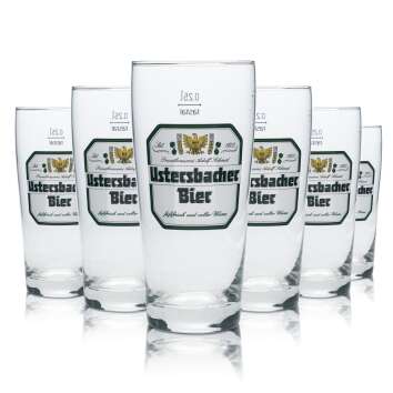 6x Adolf Schmid Ustersbacher Bier Glas 0,25l Becher...