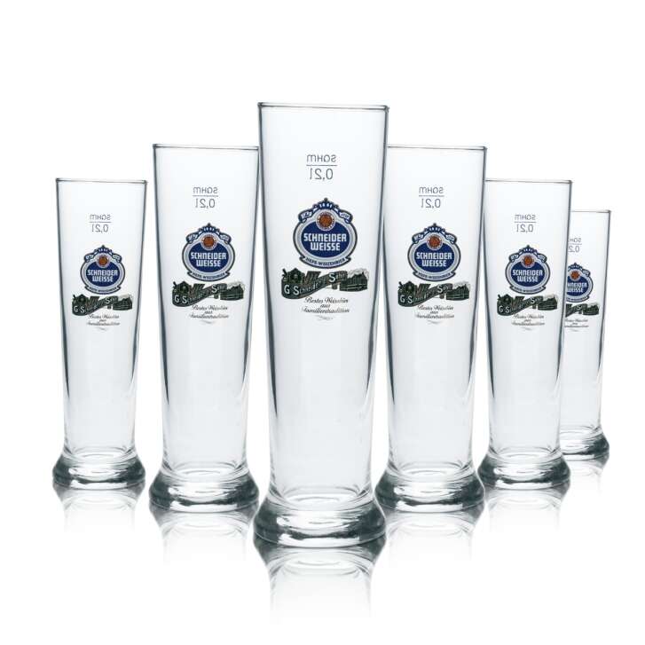 6x Schneider Weisse Bier Glas 0,2l Hefe Weizen Pokal Gläser Gastro Brauerei Mass