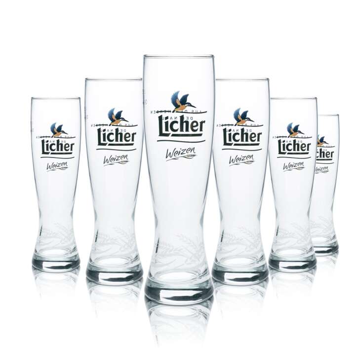 6x Licher Bier Glas 0,5l Hefe Weizen Weißbier Gläser Gastro Brauerei Pils Cervez