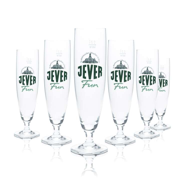 6x Jever Bier Glas 0,2l Pokal Tulpe Gläser Fun Alkoholfrei Pilsener Gastro Fries