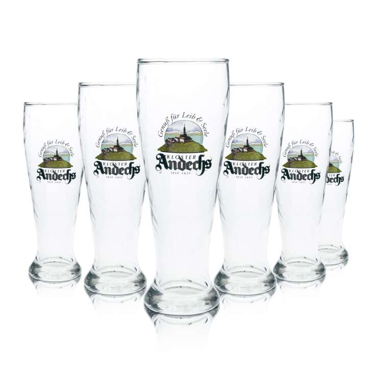 6x Andechs Bier Glas 0,5l Hefe Weizen Weißbier Kontur Gläser Gastro Brauerei Bar