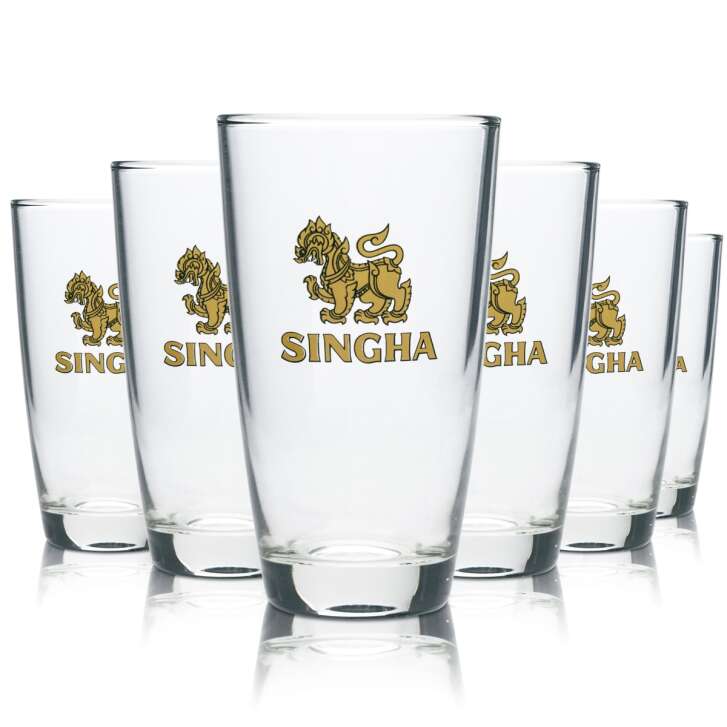 6x Singha Bier Glas 0,25l Becher Tumbler Gläser Gastro Brauerei Thai Lager Beer