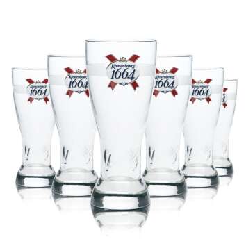 6x Kronenbourg 1664 Bier Glas 0,25l Becher Pokal Kontur...