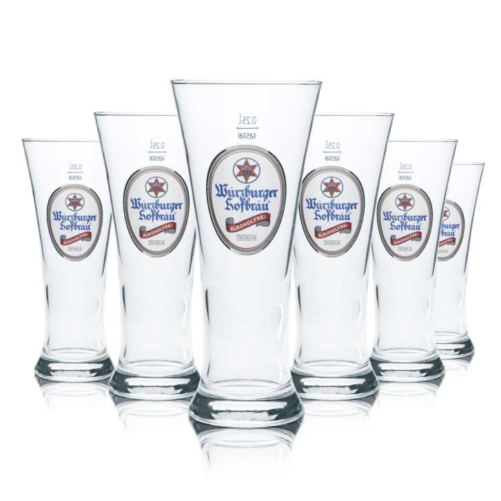 6x Würzbuger Hofbräu Bier Glas 0,25l Becher Stange Gläser Alkoholfrei Gastro Bar