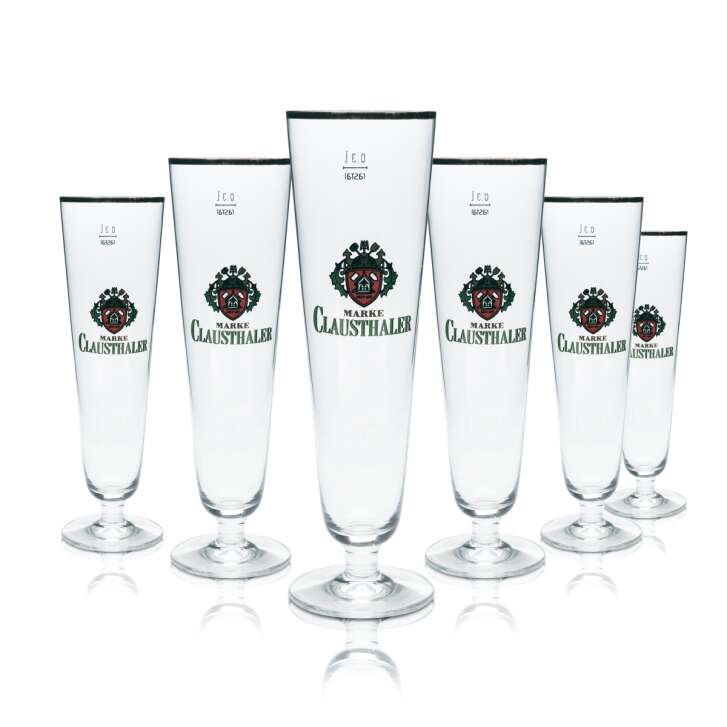 6x Clausthaler Bier Glas 0,3l Pokal Tulpe Goldrand Gläser Gastro Pilsner Kneipe