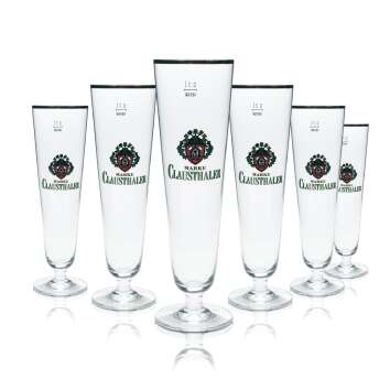 6x Clausthaler Bier Glas 0,3l Pokal Tulpe Goldrand...