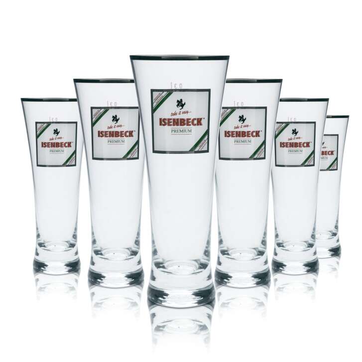 6x Isenbeck Glas 0,3l Bier Pokal Tulpe Silberrand Gläser Premium Geeicht Gastro