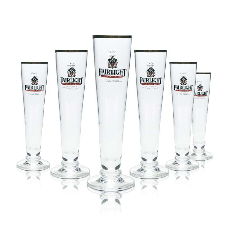 6x Fairlight Bier Glas 0,2l Pokal Tulpe Goldrand Gläser Gatro Kneipe Pils Brau
