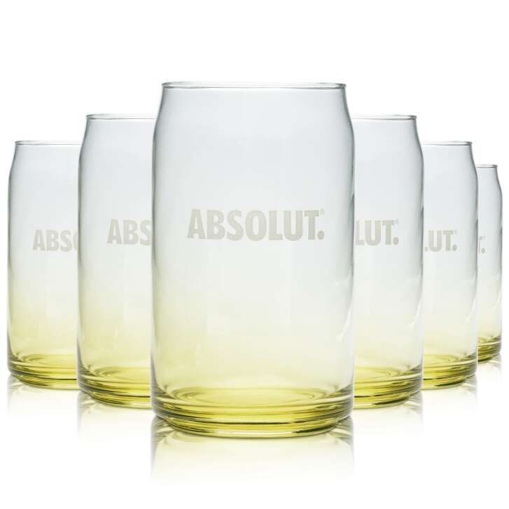 6x Absolut Vodka Glas 0,25l Becher GELB Sensations Longdrink Gläser Gastro Eiche