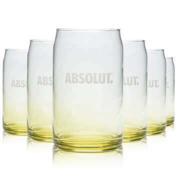 6x Absolut Vodka Glas 0,25l Becher GELB Sensations...