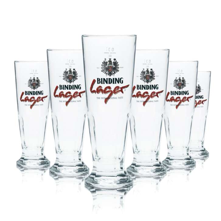 6x Binding Bier Glas 0,3l Pokal Tulpe Relief Gläser Lager Gastro Kneipe Brauerei