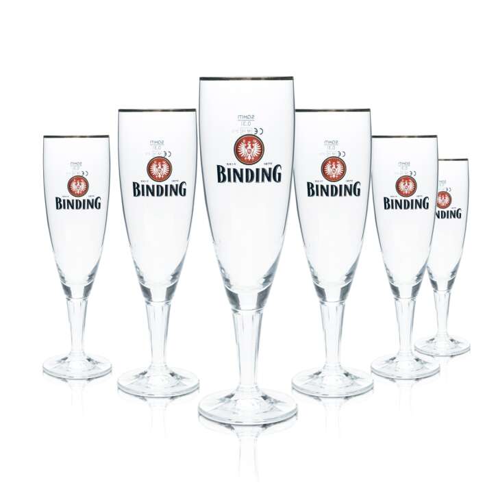 6x Binding Bier Glas 0,3l Pokal Tulpe Goldrand Gläser Gastro Kneipe Brauerei Bar